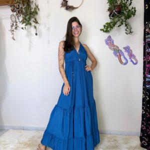 Vestido Indiano Patrícia Liso Azul (3)