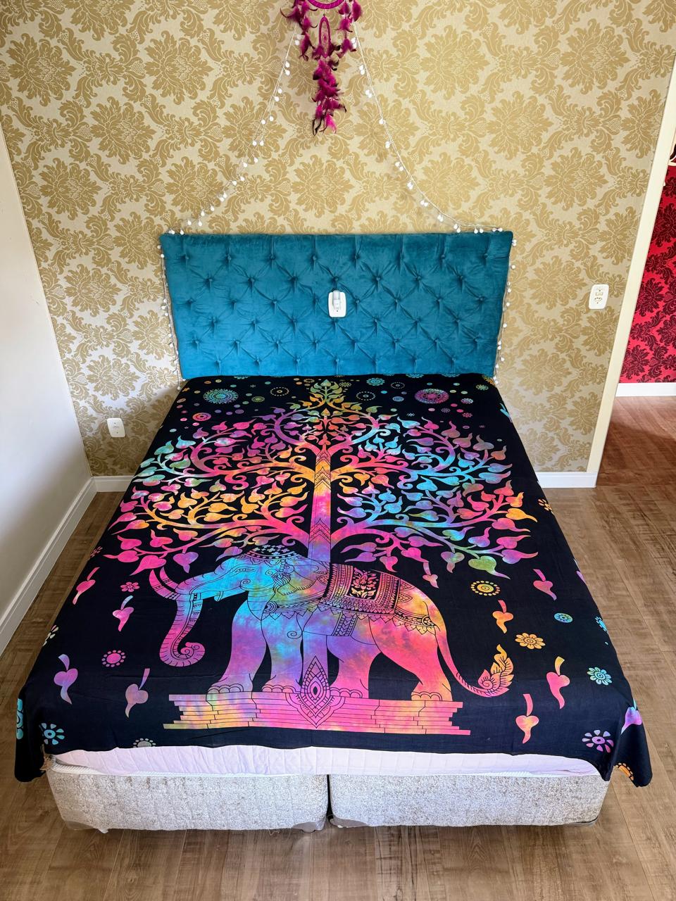 Colcha Indiana Casal Elefante Árvore | Decoração Boho - Cod8
