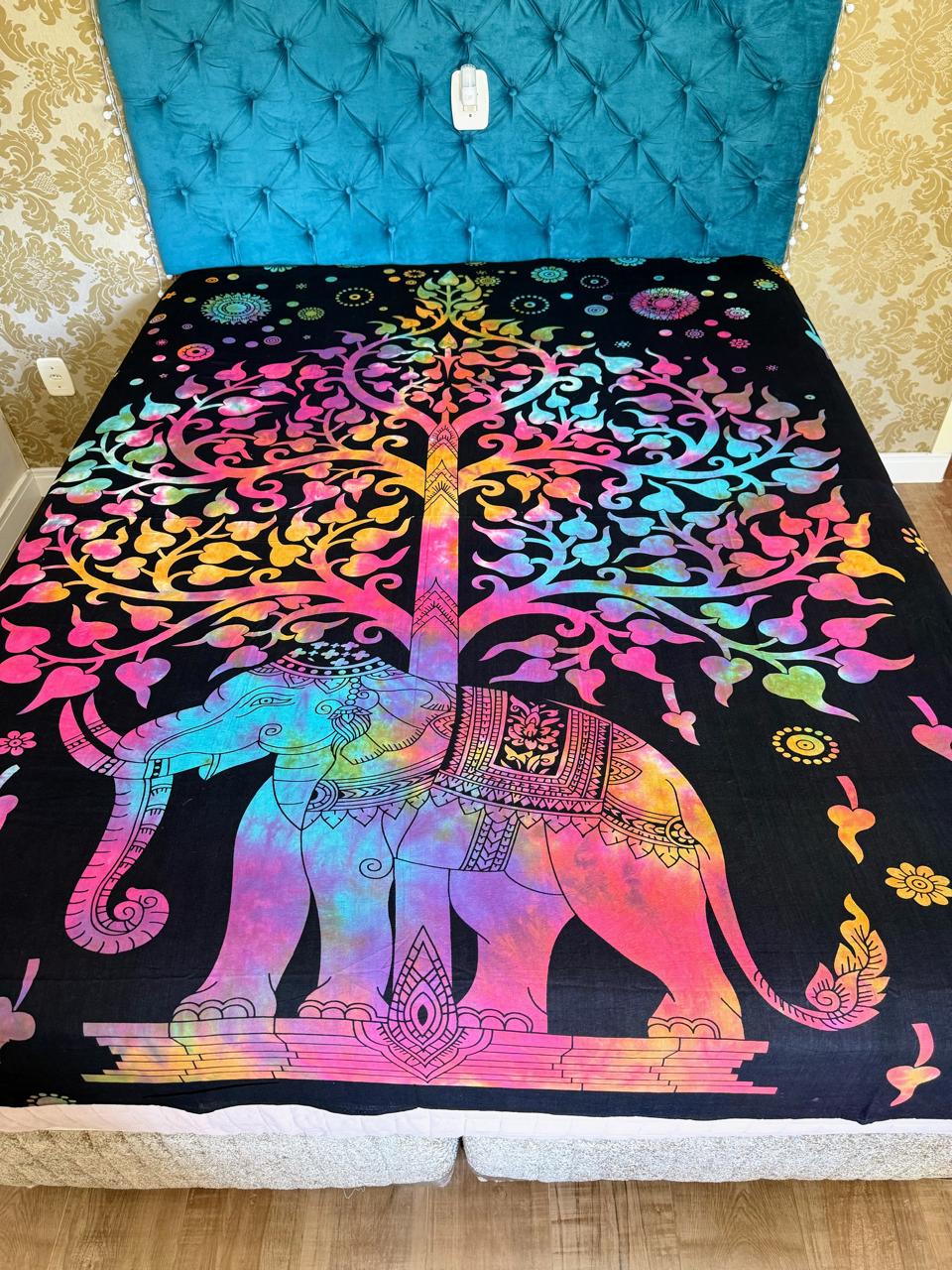 Colcha Indiana Casal Elefante Árvore | Decoração Boho - Cod8 - Imagem 3